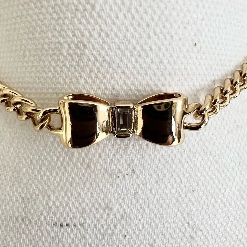 Gold Chain Choker Necklace with Bow NEW MSRP $72